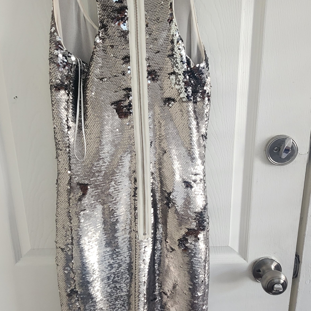 Pinko Shimmering Silver Sequin Mini Dress